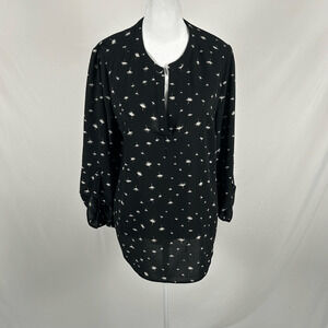 Daniel Rainn Black Blouse Top 3/4 Sleeve Medium Sheer Business Casual